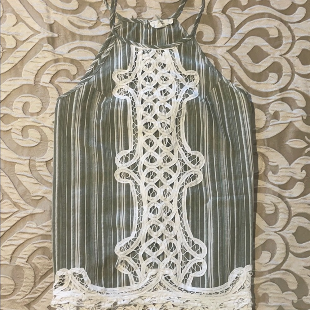 Women’s crochet and striped tank